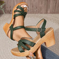 Women's Braided High Heels Chunky Sandals 2025 Summer Platform Gladiator Sandals Woman Ankle Straps Casual Vacation Beach Shoes