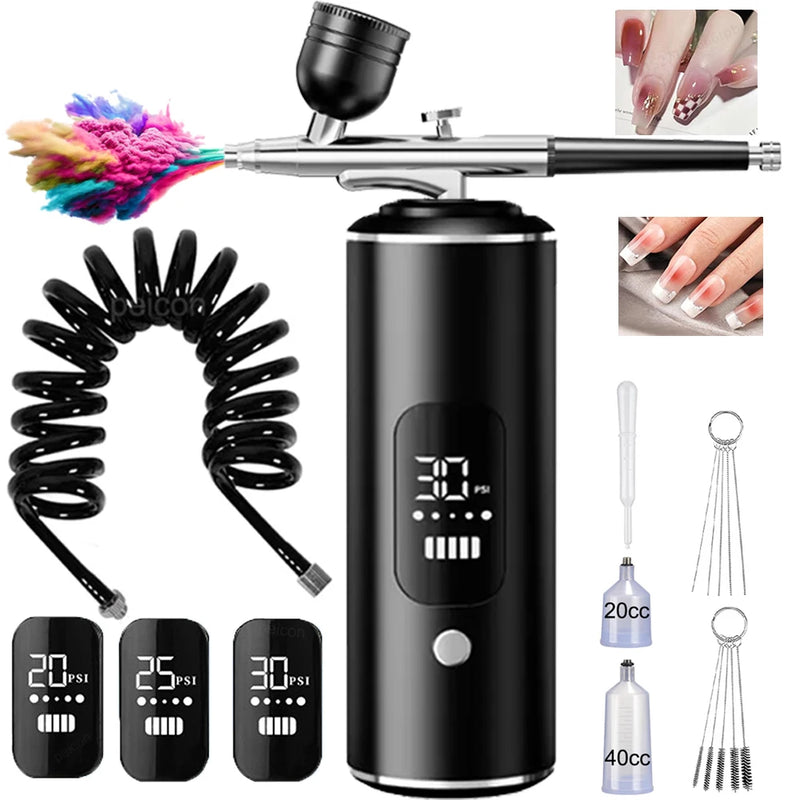 Air Brush for Nails Painting Handhold Mini Airbrush for Cake Decor Portable Airbrush Nail Kit with Compressor for Craft Tattoo