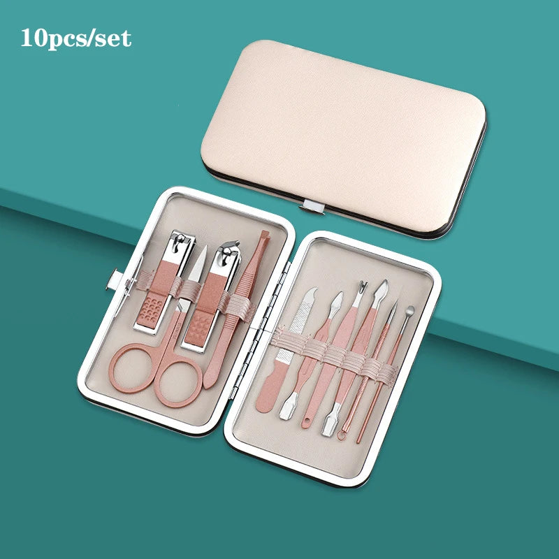 7/10/12/16/18pcs/set Stainless Steel Manicure Set Professional Nail Clipper Kit of Pedicure Tools Ingrown ToeNail Trimmer