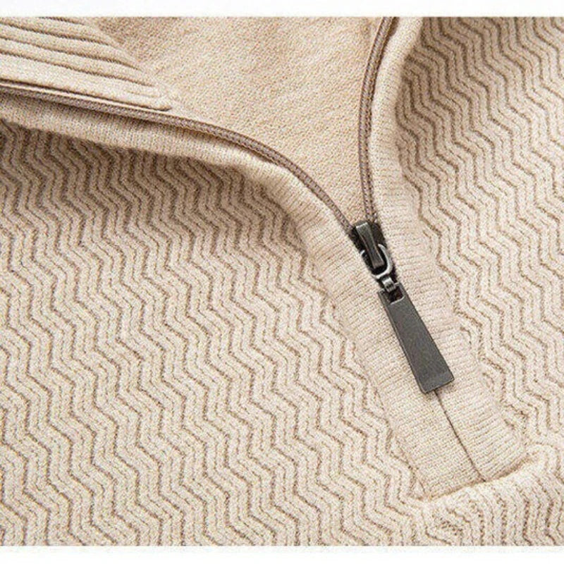 Men's Half-Zip Knit Sweater - Hunter Green 100% Polyester Business Casual (Navy/Tan/Black) M-3XL Lightweight & Anti-Pilling