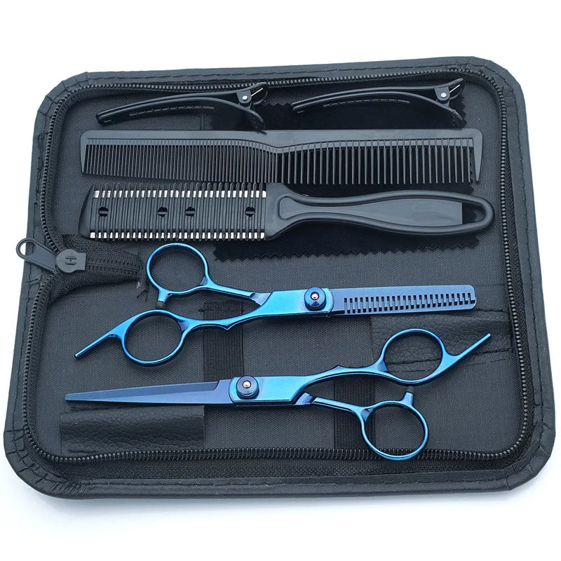 Professional Black Gold Barber Shears - Hair Thinning & Detachable Scissors Kit with Accessories for Salon/Home Use