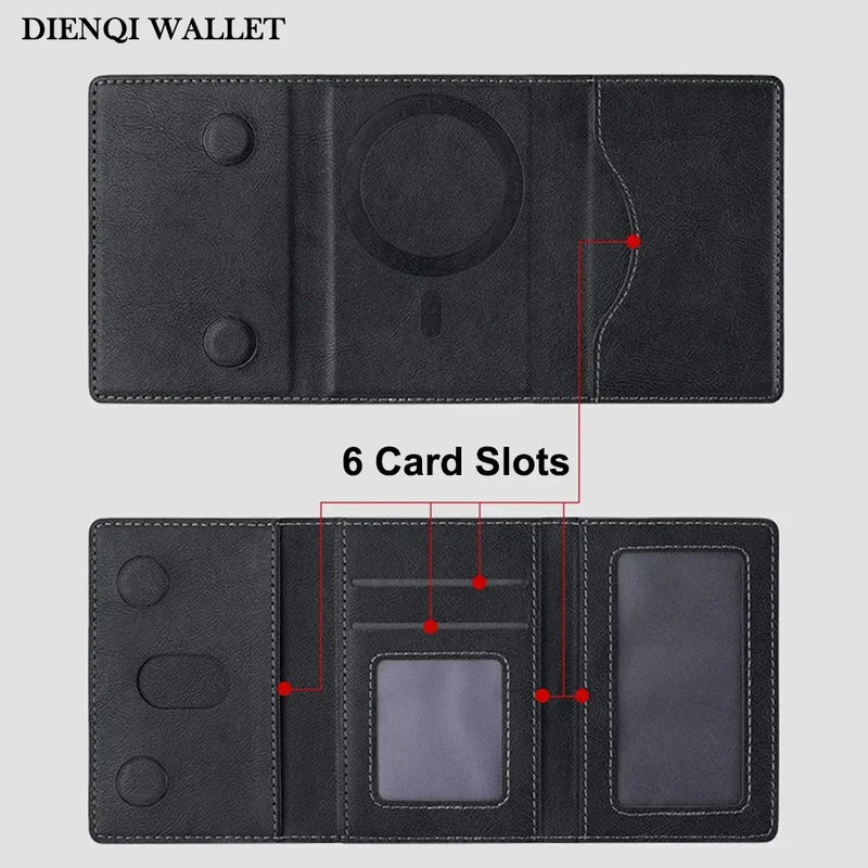 Trifold Magnetic Phone Wallet PU Leather Card Bag Magsafe Card Holder Wallet for Apple IPhone 16 15 12 13 14 Pro Max Plus Mini