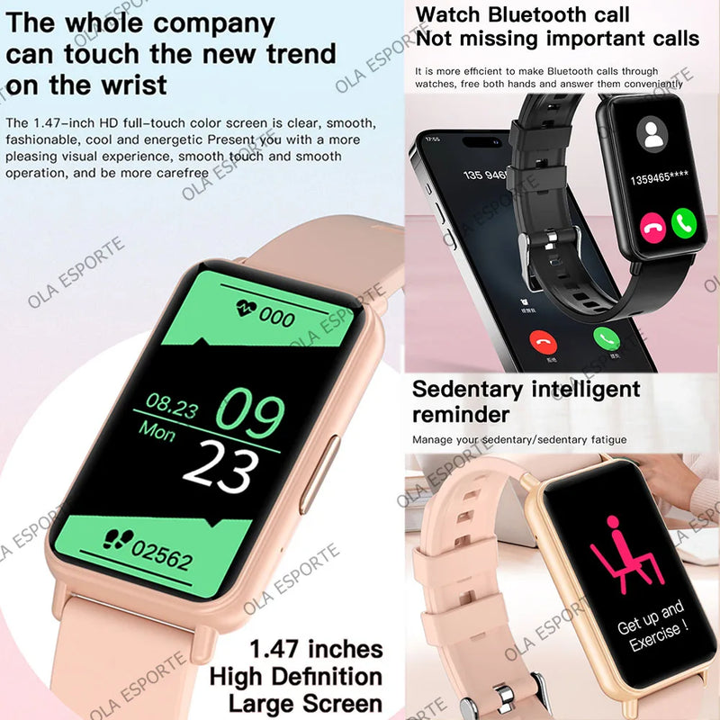 New Men Women Sports Smart Bracelet AMOLED Screen Bluetooth Call Smart Wristband 100+Sports Modes Fitness Clock Health Monitor