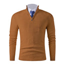 Men's Half-Zip Knit Sweater - Hunter Green 100% Polyester Business Casual (Navy/Tan/Black) M-3XL Lightweight & Anti-Pilling