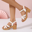 Women's Braided High Heels Chunky Sandals 2025 Summer Platform Gladiator Sandals Woman Ankle Straps Casual Vacation Beach Shoes