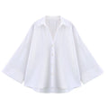 HipSeam Wide Sleeved Shirt Women Spring Asymmetric Hem Button Women's Shirts Simple Lady Johnny Collar Linen Shirts & Blouses
