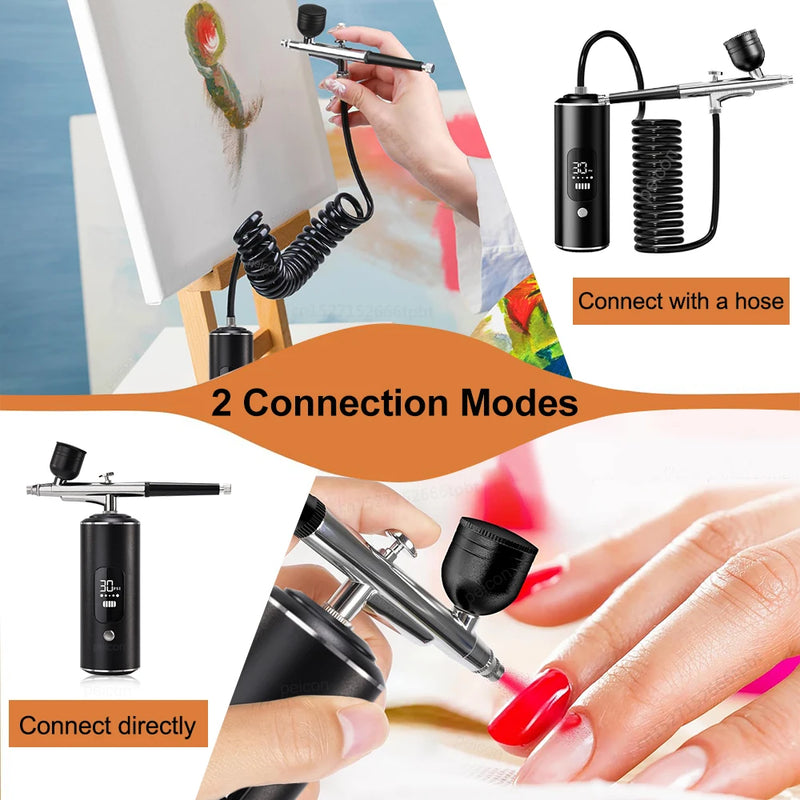 Air Brush for Nails Painting Handhold Mini Airbrush for Cake Decor Portable Airbrush Nail Kit with Compressor for Craft Tattoo