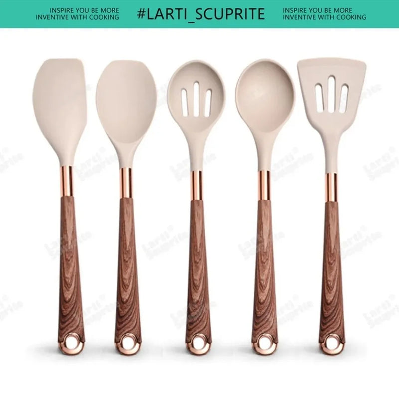 🍽️ Conjunto de Utensílios de Cozinha em Silicone Rose Gold – LARTI SCUPRITE
