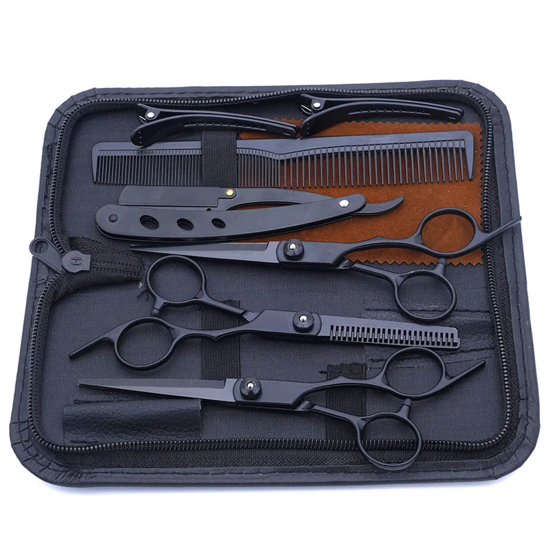 Professional Black Gold Barber Shears - Hair Thinning & Detachable Scissors Kit with Accessories for Salon/Home Use