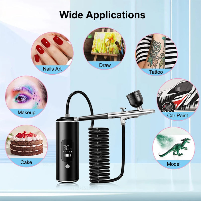 Air Brush for Nails Painting Handhold Mini Airbrush for Cake Decor Portable Airbrush Nail Kit with Compressor for Craft Tattoo