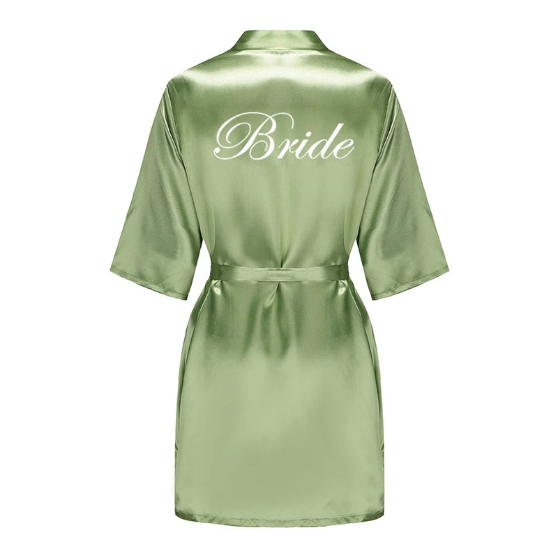 Satin Silk Robes Plus Size Wedding Bathrobe Bride Bridesmaid Mother Maid of Honor Gown Women Clothing Sleepwear Sage Green