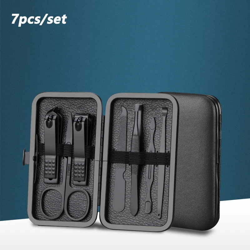 7/10/12/16/18pcs/set Stainless Steel Manicure Set Professional Nail Clipper Kit of Pedicure Tools Ingrown ToeNail Trimmer