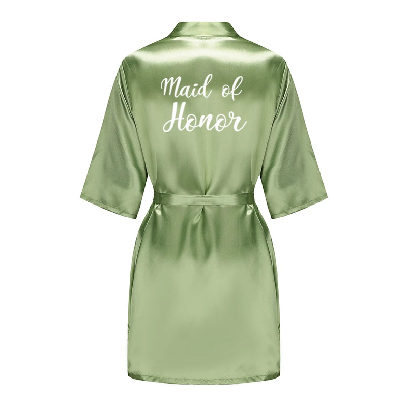 Satin Silk Robes Plus Size Wedding Bathrobe Bride Bridesmaid Mother Maid of Honor Gown Women Clothing Sleepwear Sage Green