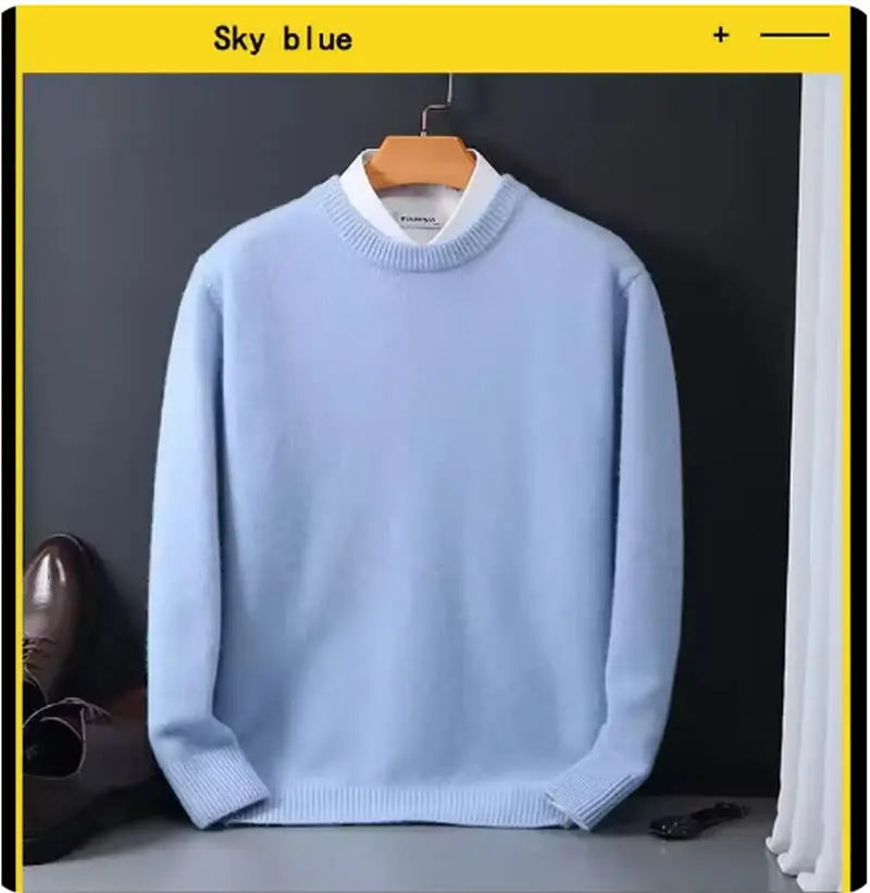 Hot Sale Cashmere Men's Sweater O-Neck Knitted Jumpers Long Sleeve Male Pullover Soft Warm Woolen Fashion Clothing Big Size