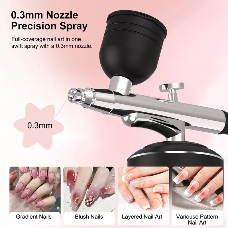 Air Brush for Nails Painting Handhold Mini Airbrush for Cake Decor Portable Airbrush Nail Kit with Compressor for Craft Tattoo