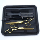 Professional Black Gold Barber Shears - Hair Thinning & Detachable Scissors Kit with Accessories for Salon/Home Use
