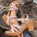 Women's Braided High Heels Chunky Sandals 2025 Summer Platform Gladiator Sandals Woman Ankle Straps Casual Vacation Beach Shoes