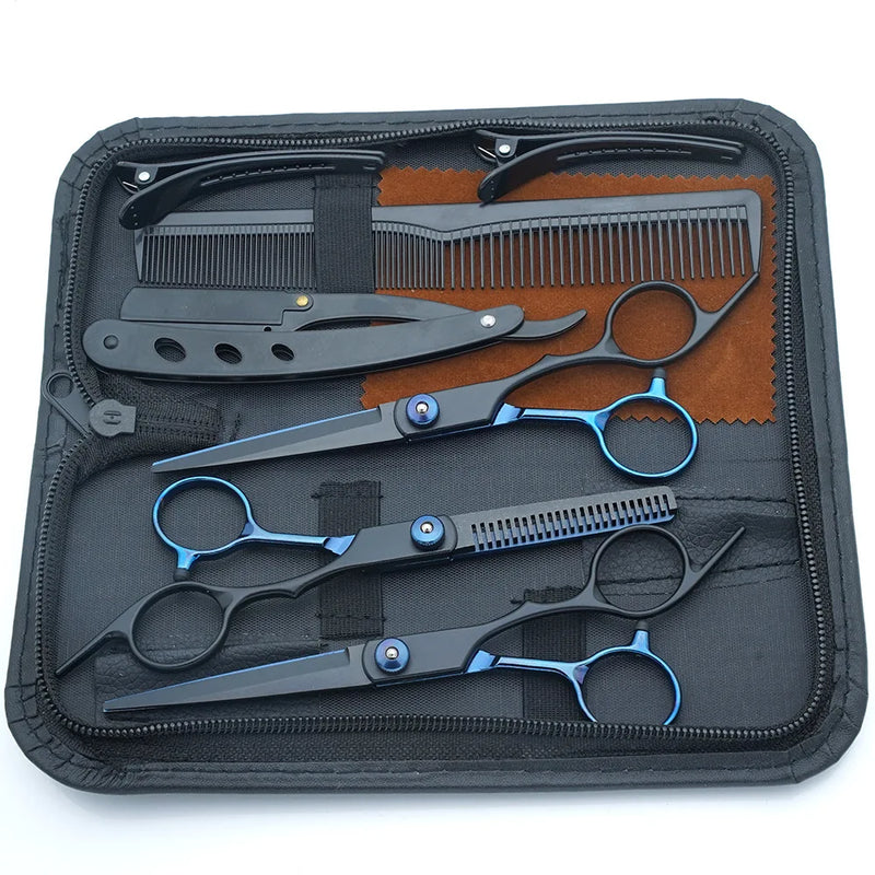 Professional Black Gold Barber Shears - Hair Thinning & Detachable Scissors Kit with Accessories for Salon/Home Use