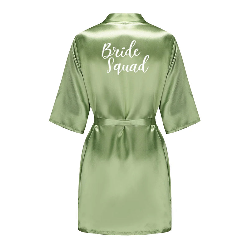 Satin Silk Robes Plus Size Wedding Bathrobe Bride Bridesmaid Mother Maid of Honor Gown Women Clothing Sleepwear Sage Green