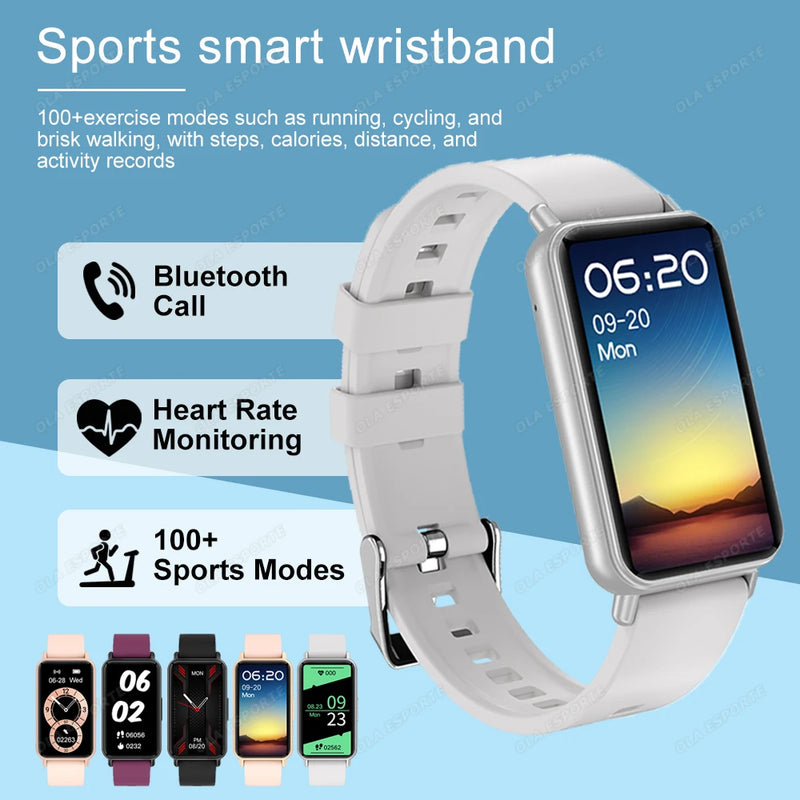 New Men Women Sports Smart Bracelet AMOLED Screen Bluetooth Call Smart Wristband 100+Sports Modes Fitness Clock Health Monitor