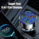 UYUXIO USB C Car Charger Adapter with Voltage Display 6 in 1 Super Fast in Car for iPhone 16 15 Pro Max Samsung Android Phone