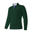 Men's Half-Zip Knit Sweater - Hunter Green 100% Polyester Business Casual (Navy/Tan/Black) M-3XL Lightweight & Anti-Pilling