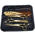 Professional Black Gold Barber Shears - Hair Thinning & Detachable Scissors Kit with Accessories for Salon/Home Use