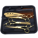 Professional Black Gold Barber Shears - Hair Thinning & Detachable Scissors Kit with Accessories for Salon/Home Use