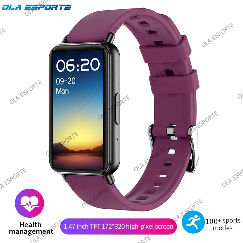New Men Women Sports Smart Bracelet AMOLED Screen Bluetooth Call Smart Wristband 100+Sports Modes Fitness Clock Health Monitor
