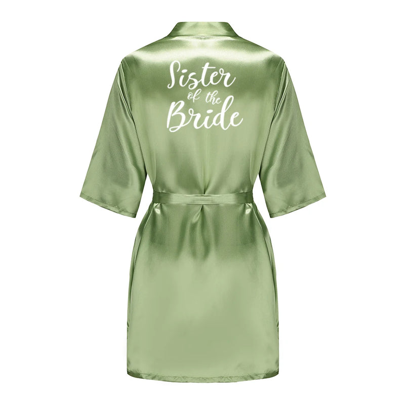 Satin Silk Robes Plus Size Wedding Bathrobe Bride Bridesmaid Mother Maid of Honor Gown Women Clothing Sleepwear Sage Green