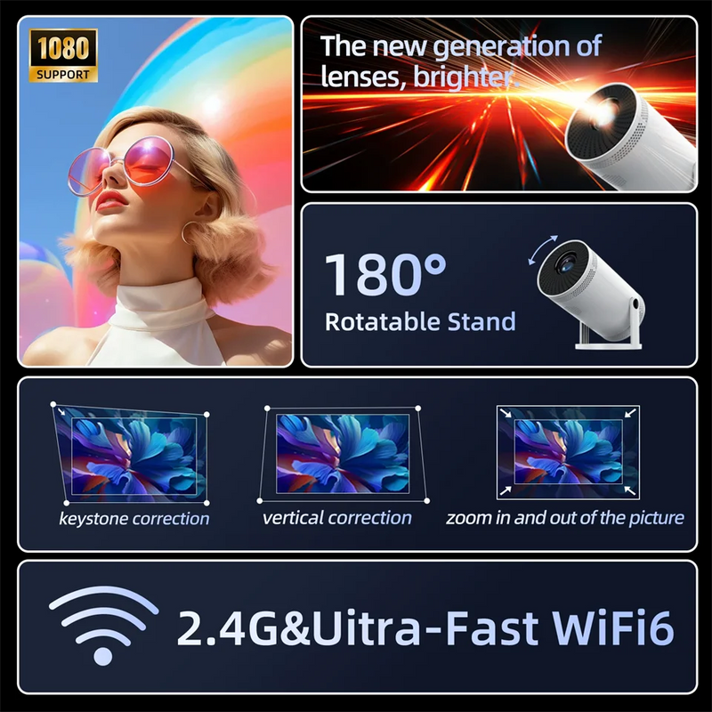 Mini Projetor OBAME 8000 Lumens – Cinema em Casa Onde Você Estiver