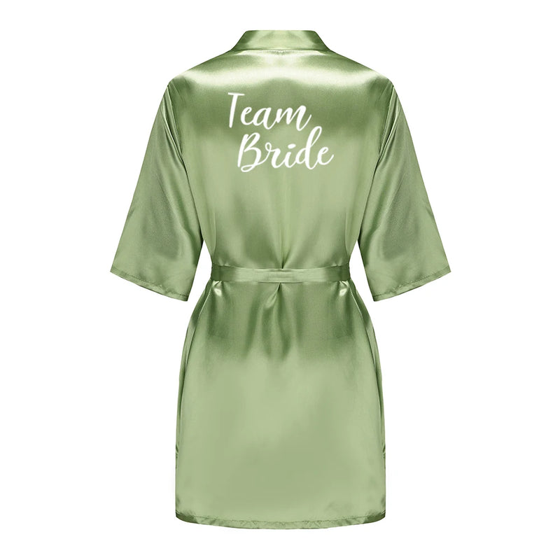 Satin Silk Robes Plus Size Wedding Bathrobe Bride Bridesmaid Mother Maid of Honor Gown Women Clothing Sleepwear Sage Green
