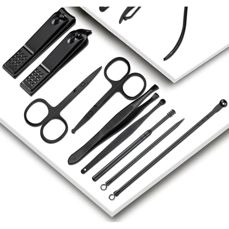 7/10/12/16/18pcs/set Stainless Steel Manicure Set Professional Nail Clipper Kit of Pedicure Tools Ingrown ToeNail Trimmer