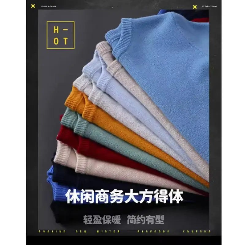 Hot Sale Cashmere Men's Sweater O-Neck Knitted Jumpers Long Sleeve Male Pullover Soft Warm Woolen Fashion Clothing Big Size