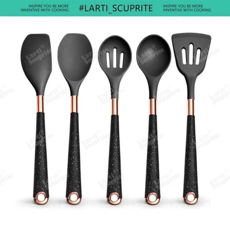 🍽️ Conjunto de Utensílios de Cozinha em Silicone Rose Gold – LARTI SCUPRITE
