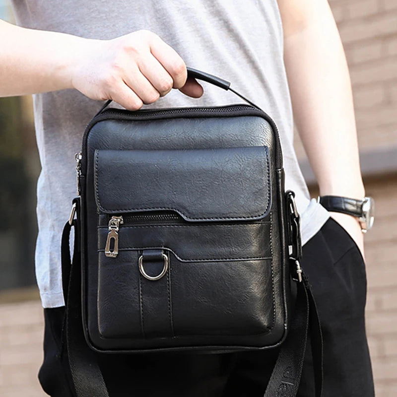 Brand Men Shoulder Bag for 9.7" iPad Men PU Leather Flaps Men's Crossbody Bags Business Flap Male Solid Messenger Bag Travel Bag
