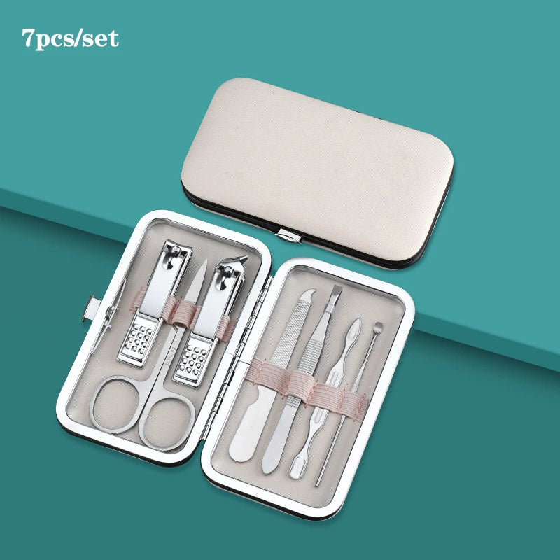 7/10/12/16/18pcs/set Stainless Steel Manicure Set Professional Nail Clipper Kit of Pedicure Tools Ingrown ToeNail Trimmer