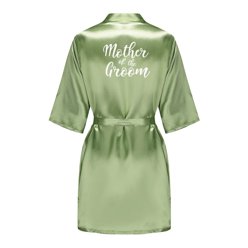 Satin Silk Robes Plus Size Wedding Bathrobe Bride Bridesmaid Mother Maid of Honor Gown Women Clothing Sleepwear Sage Green