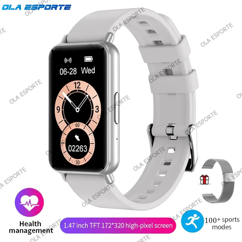 New Men Women Sports Smart Bracelet AMOLED Screen Bluetooth Call Smart Wristband 100+Sports Modes Fitness Clock Health Monitor