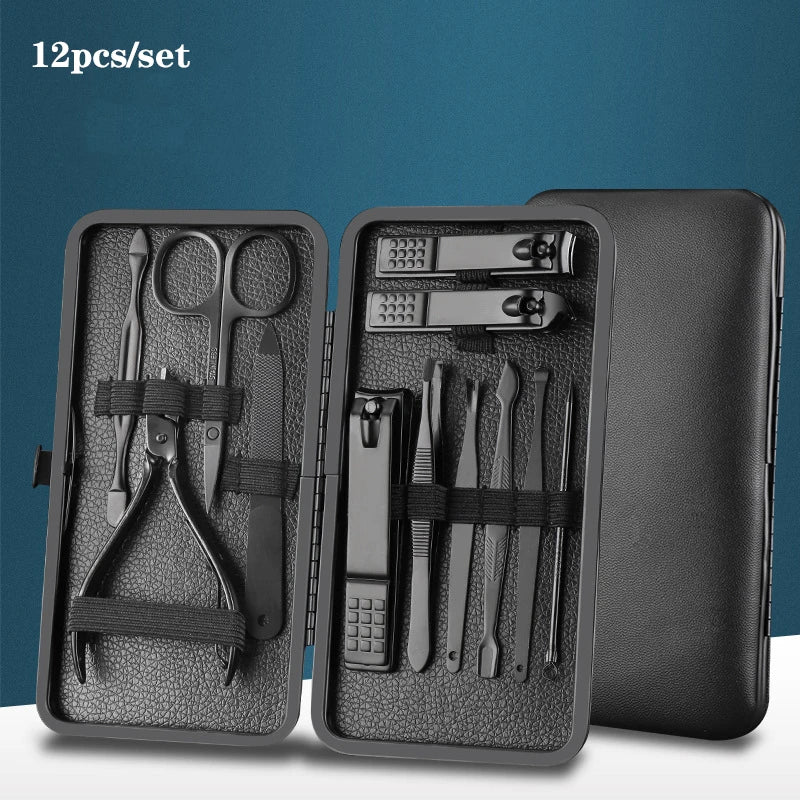 7/10/12/16/18pcs/set Stainless Steel Manicure Set Professional Nail Clipper Kit of Pedicure Tools Ingrown ToeNail Trimmer