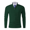 Men's Half-Zip Knit Sweater - Hunter Green 100% Polyester Business Casual (Navy/Tan/Black) M-3XL Lightweight & Anti-Pilling