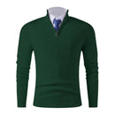 Men's Half-Zip Knit Sweater - Hunter Green 100% Polyester Business Casual (Navy/Tan/Black) M-3XL Lightweight & Anti-Pilling