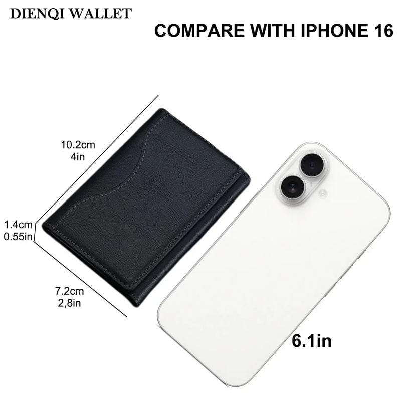 Trifold Magnetic Phone Wallet PU Leather Card Bag Magsafe Card Holder Wallet for Apple IPhone 16 15 12 13 14 Pro Max Plus Mini