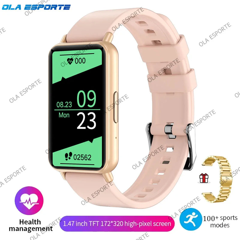 New Men Women Sports Smart Bracelet AMOLED Screen Bluetooth Call Smart Wristband 100+Sports Modes Fitness Clock Health Monitor