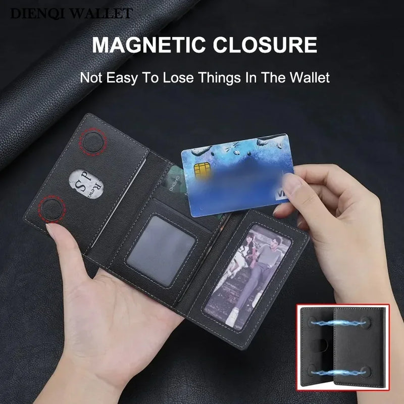 Trifold Magnetic Phone Wallet PU Leather Card Bag Magsafe Card Holder Wallet for Apple IPhone 16 15 12 13 14 Pro Max Plus Mini