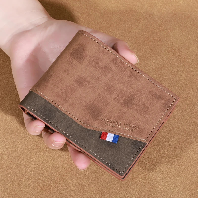 Men's high-capacity leather wallet, small multi slot photo wallet for coins, vintage wallet