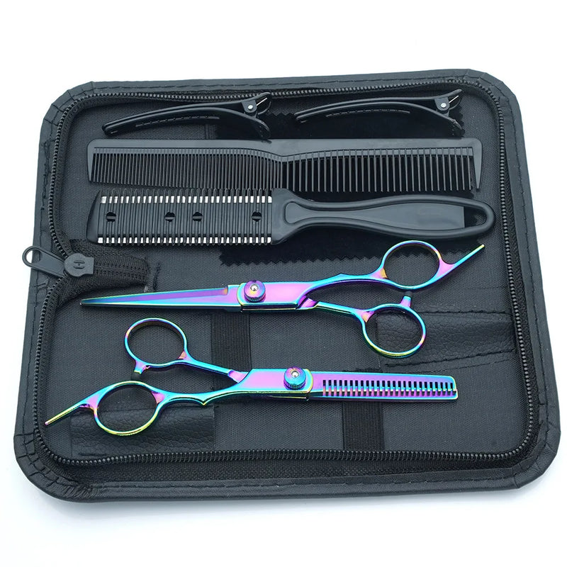 Professional Black Gold Barber Shears - Hair Thinning & Detachable Scissors Kit with Accessories for Salon/Home Use