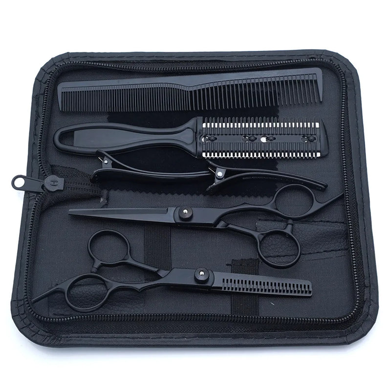 Professional Black Gold Barber Shears - Hair Thinning & Detachable Scissors Kit with Accessories for Salon/Home Use