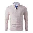 Men's Half-Zip Knit Sweater - Hunter Green 100% Polyester Business Casual (Navy/Tan/Black) M-3XL Lightweight & Anti-Pilling