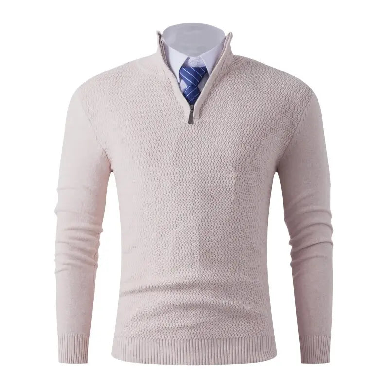 Men's Half-Zip Knit Sweater - Hunter Green 100% Polyester Business Casual (Navy/Tan/Black) M-3XL Lightweight & Anti-Pilling